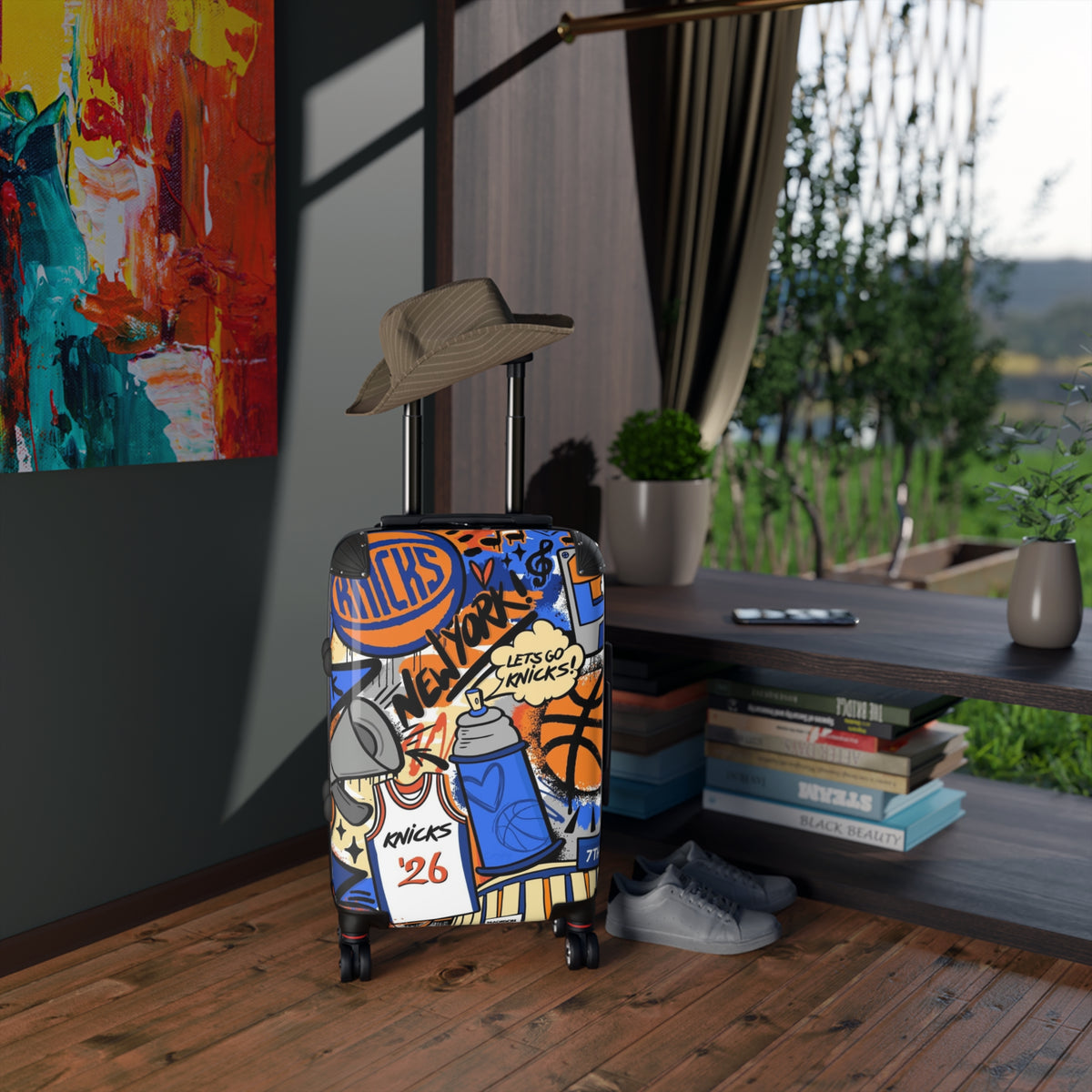 New York Knicks graffiti suitcase | basketball travel luggage