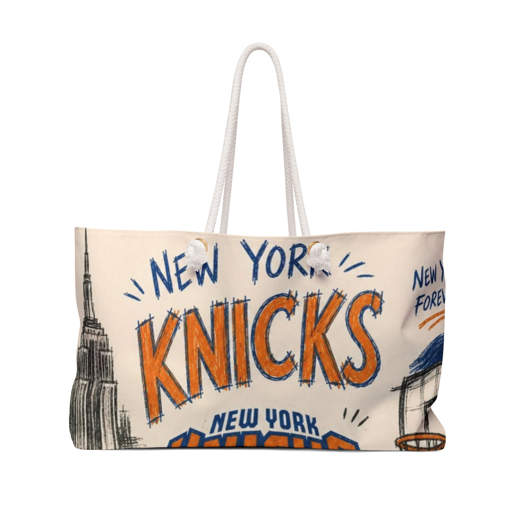 New York Knicks Basketball Weekender Bag | NY City Skyline Sports Tote
