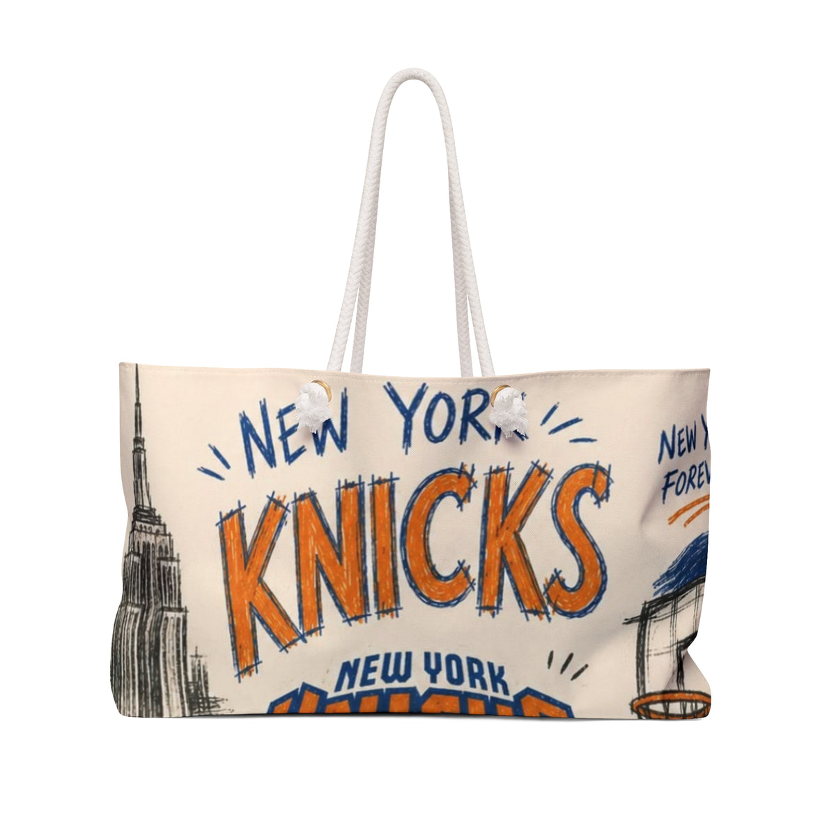 New York Knicks Basketball Weekender Bag | NY City Skyline Sports Tote