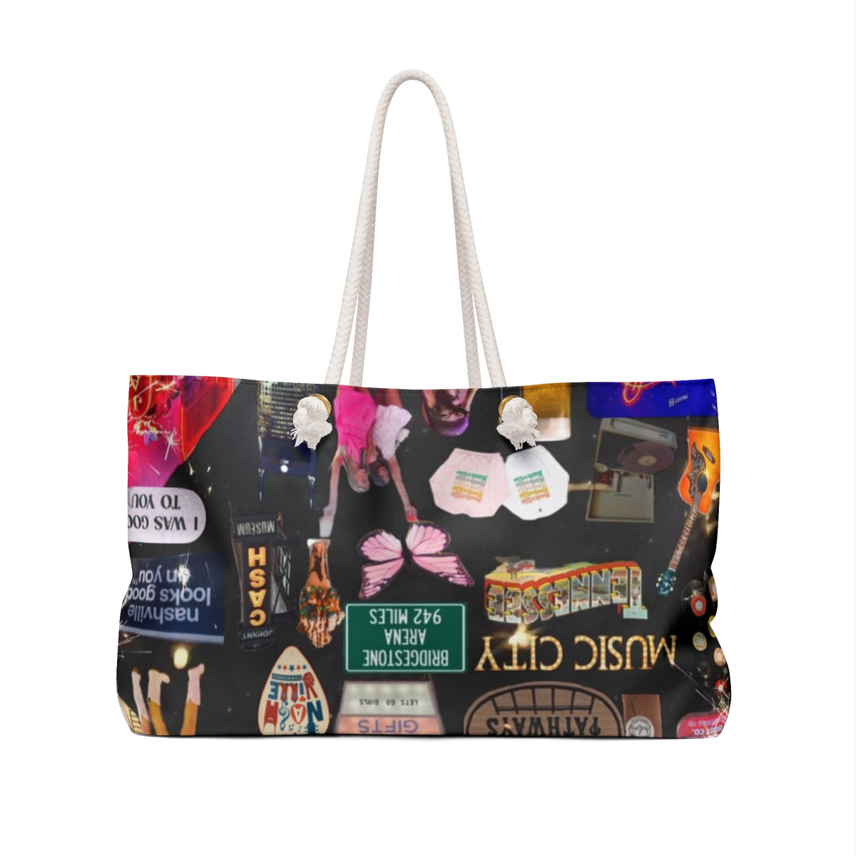 Nashville Collage Weekender Bag | Music City Sticker Travel Tote