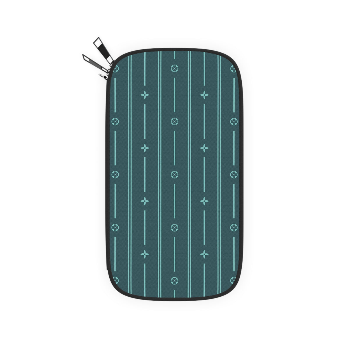 Teal Geo Stripe Passport Wallet — Travel Organizer for Documents & Cards