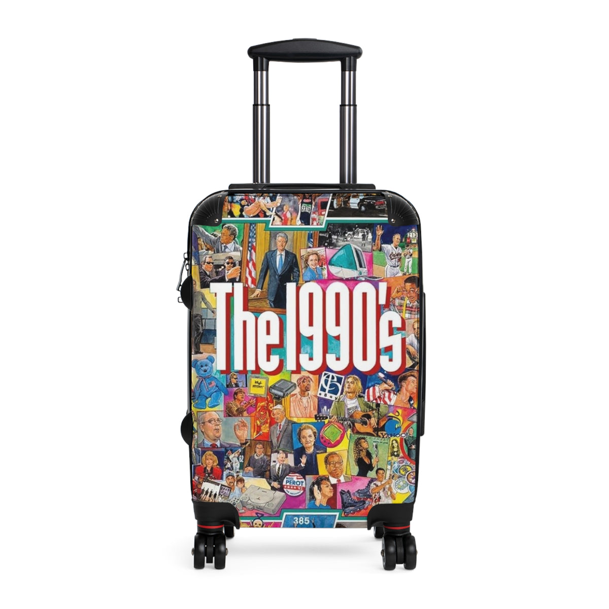 The 1990s collage Suitcase | Retro 90s pop culture luggage