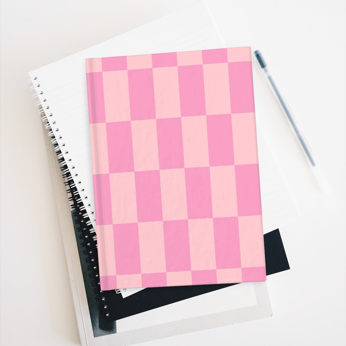 Pink Checkerboard Journal, Ruled Lined Notebook