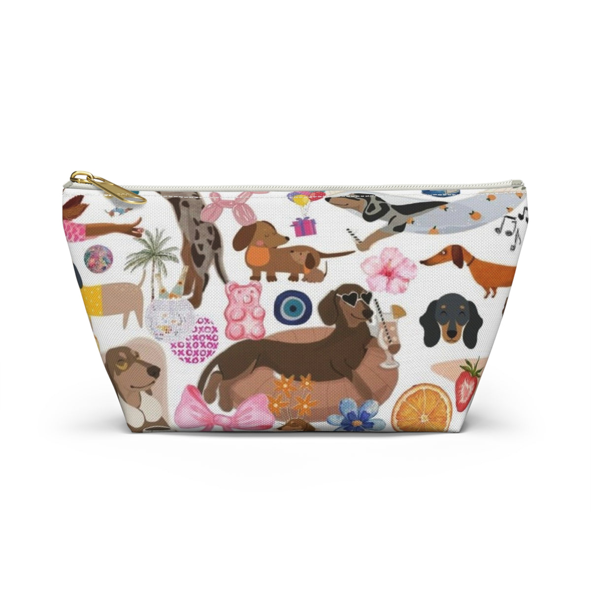 Dachshund Print Accessory Pouch — Cute Sausage Dog Cosmetic Bag