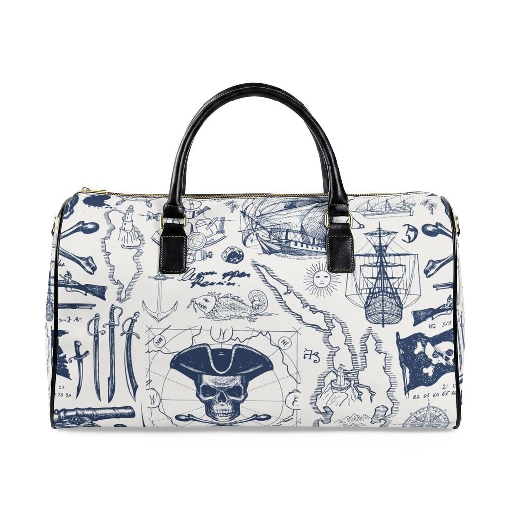 Nautical Pirate Map Duffle Bag | Faux Leather Travel Bag