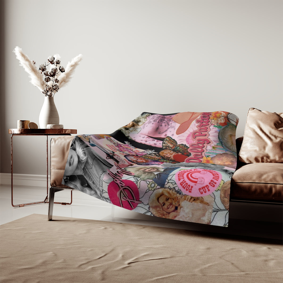Dolly Parton Collage Sweatshirt Blanket — Retro Pink Country Music Throw