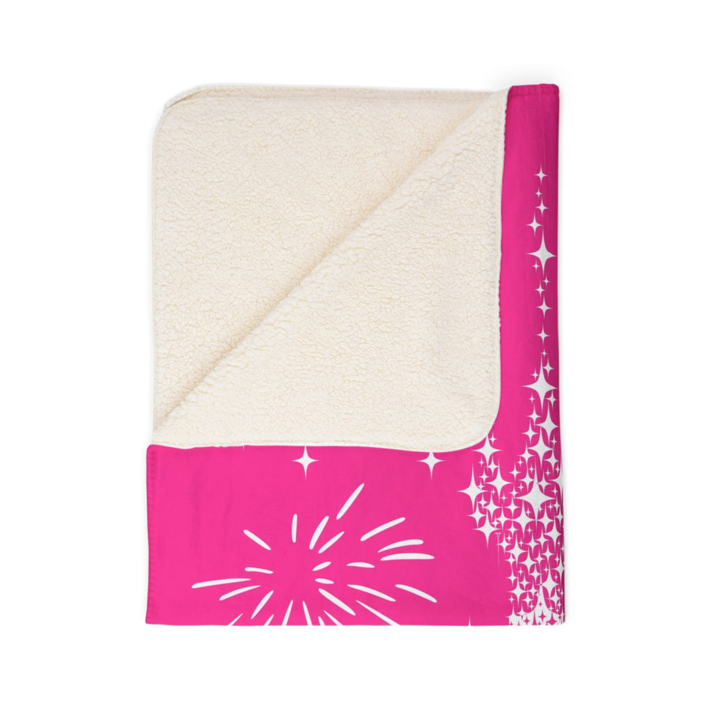 Pink Castle Fireworks Fleece Sherpa Blanket — Magical Theme Park Throw for Kids & Fans