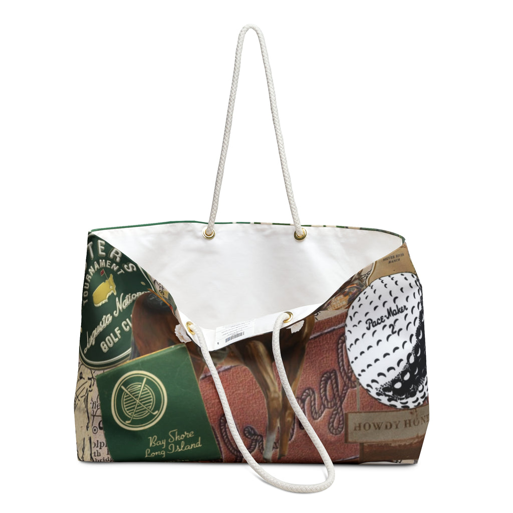 Vintage Golf Collage Weekender Bag | Retro Sports Travel Tote
