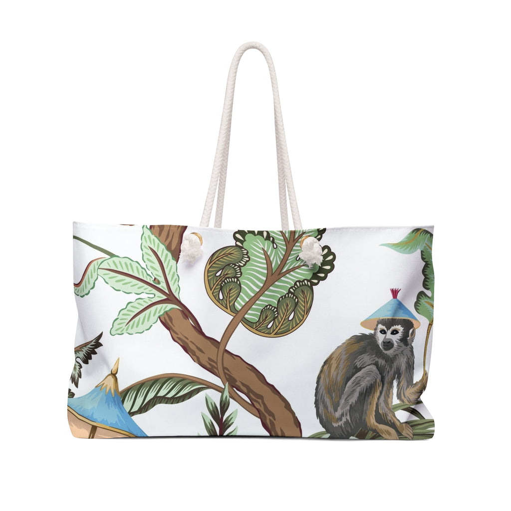 Botanical Monkey Pattern Weekender | Tropical Floral Travel Bag