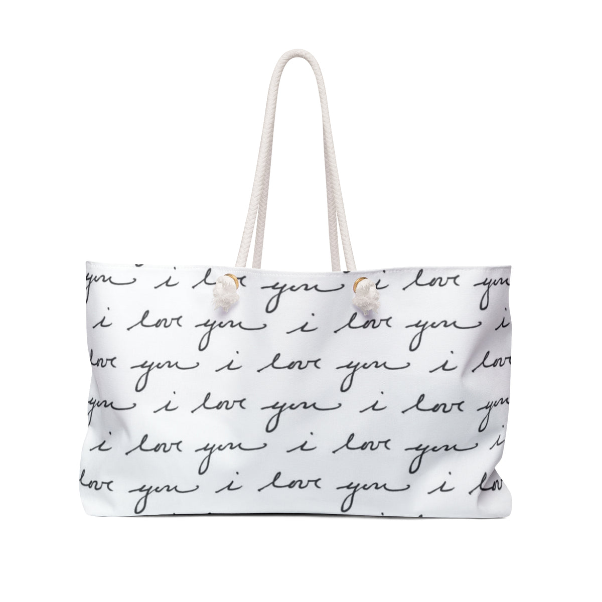 I Love You Script Weekender Bag — Romantic Travel Tote for Couples & Gifts