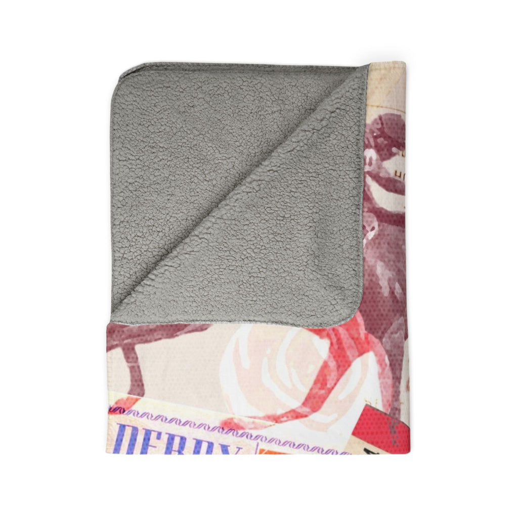 Derby Horse Collage Fleece Sherpa Blanket | Racing Ticket Vintage Churchill Downs