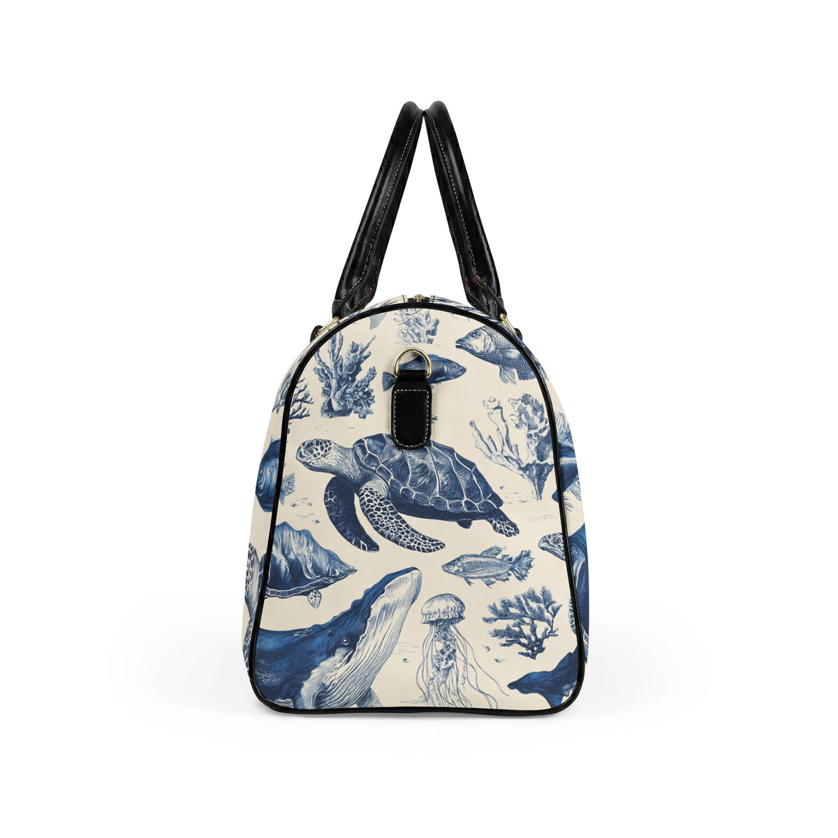 Blue Sea Turtle Pattern Faux Leather Travel Bag | Marine Life Weekender