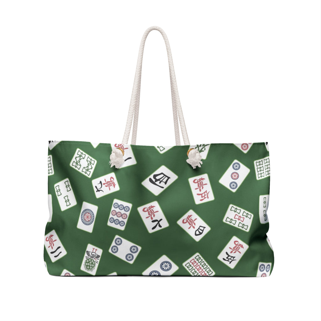 Mahjong Tiles Weekender Bag | Green Pattern, Casino Game Travel Tote