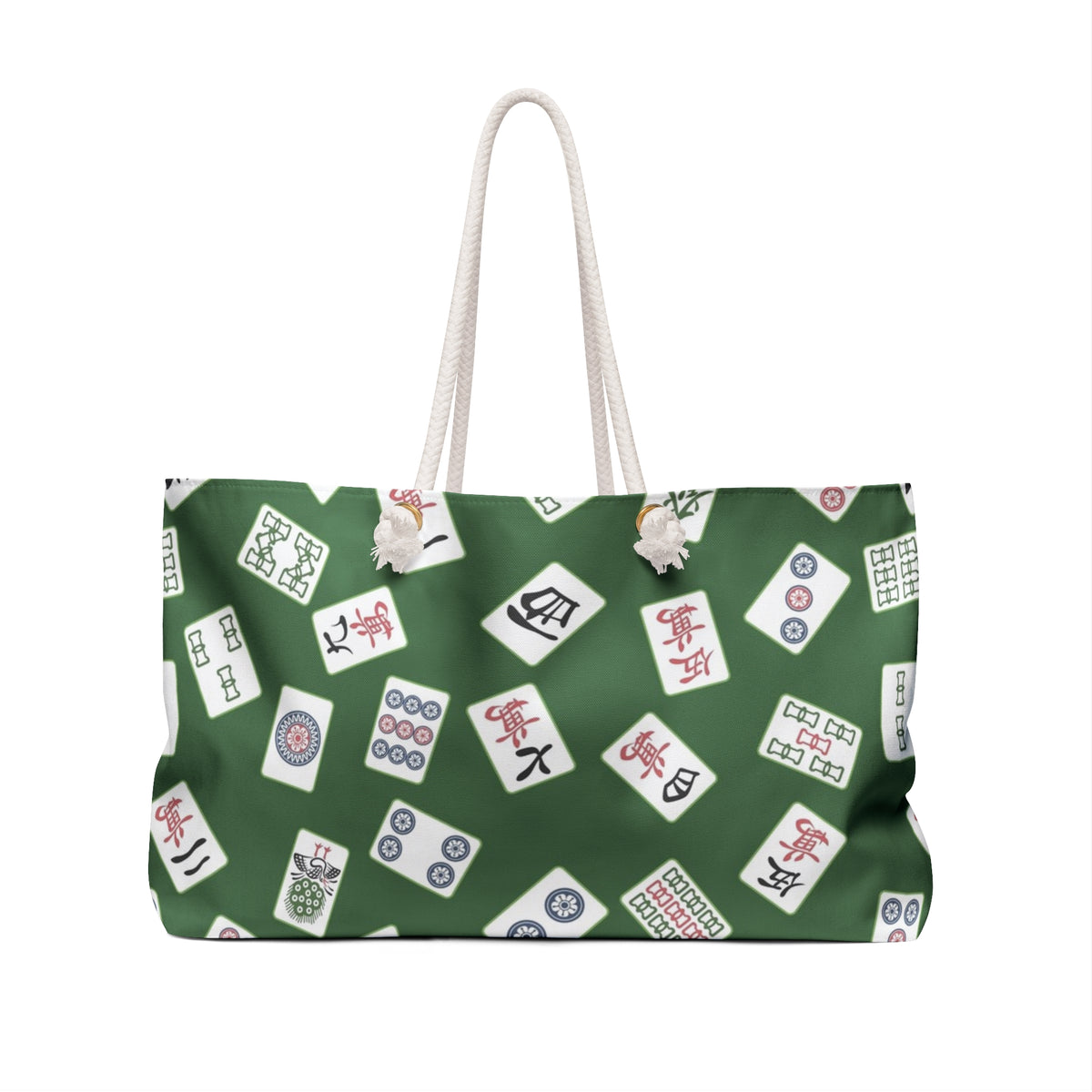 Mahjong Tiles Weekender Bag | Green Pattern, Casino Game Travel Tote