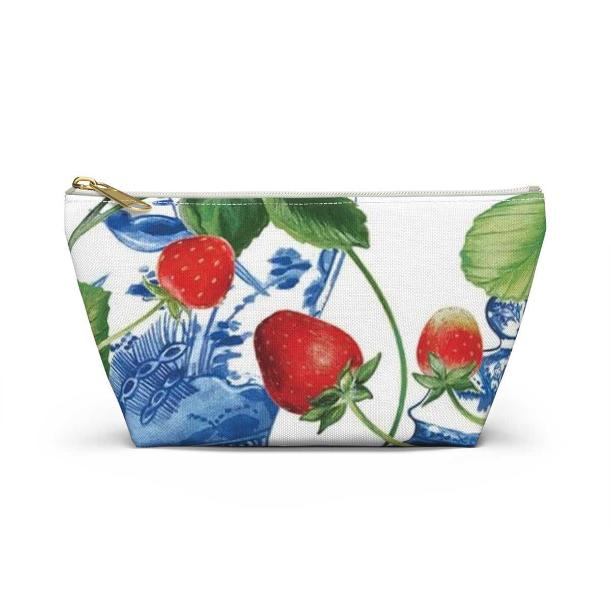 Strawberry Vintage Blue Porcelain Accessory Pouch