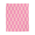 Pink Checker Plush Blanket — Soft Velveteen Throw for Cozy Rooms & Gifts
