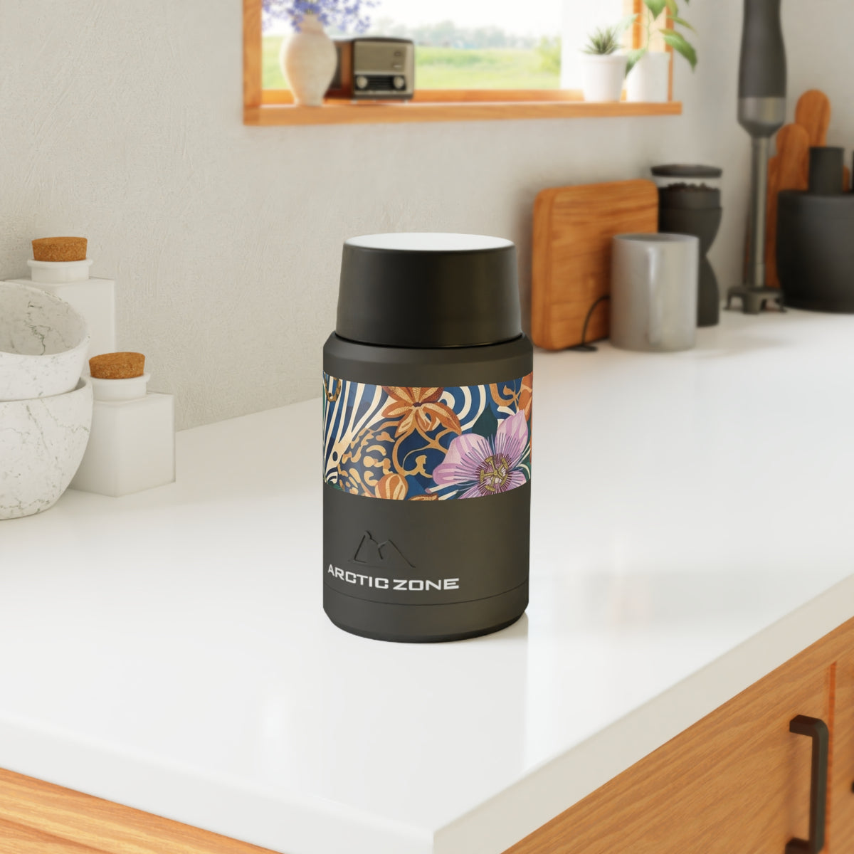 Floral Tropical Band Insulated Food Jar