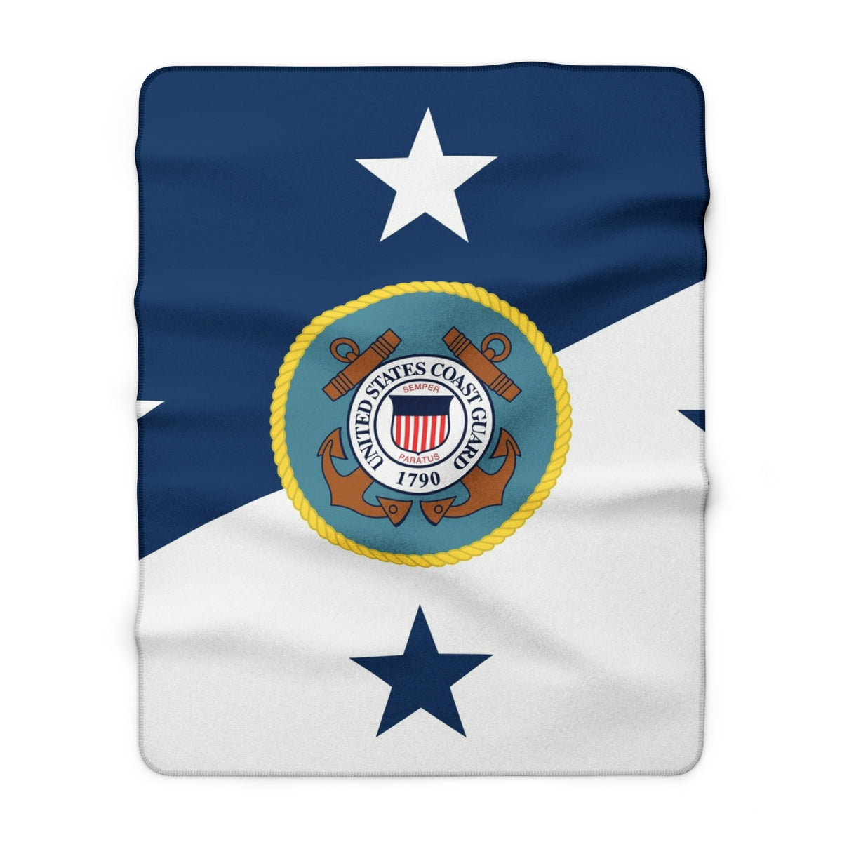 Navy and White Flag Shield Design Blanket | Nautical Seal Sherpa Fleece