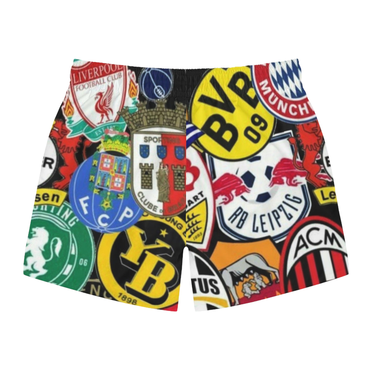 Soccer Badge All-Over Print Swim Trunks — Football Club Crest Collage