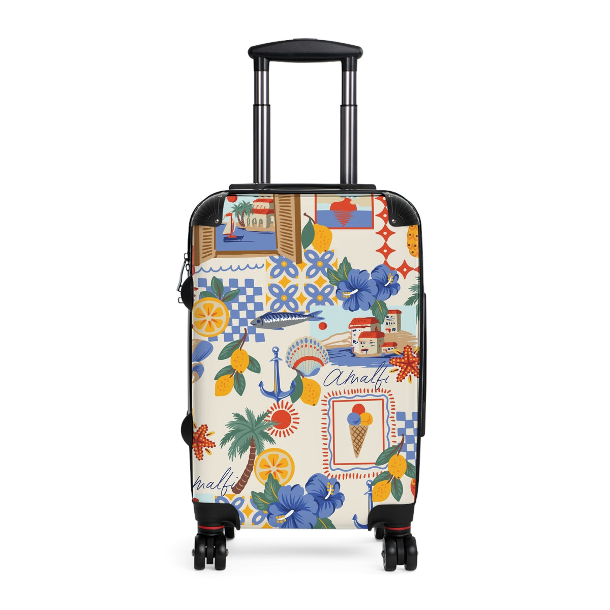 Amalfi Coast Pattern Suitcase | Lemon, Anchor, Ice Cream Travel Luggage