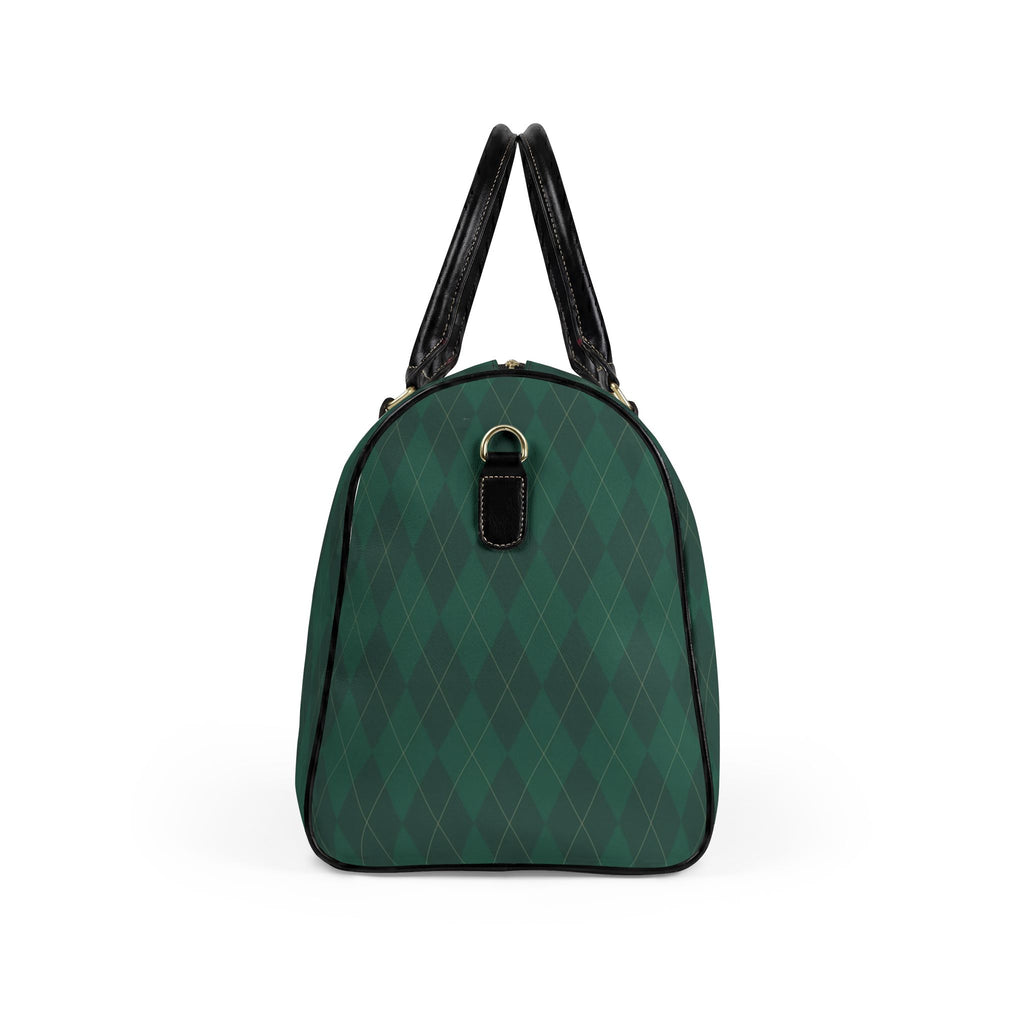 Green Argyle Pattern Faux Leather Travel Bag | Duffle Weekender