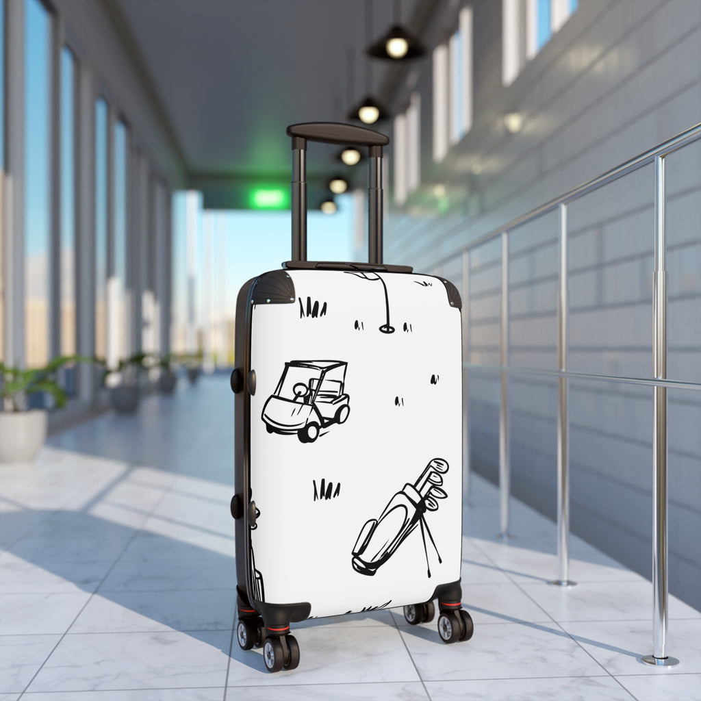 Golf Cart and Bag pattern Suitcase | Golf Travel Luggage