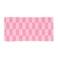 Pink Checkerboard Beach Towel — Retro Plaid Summer Towel