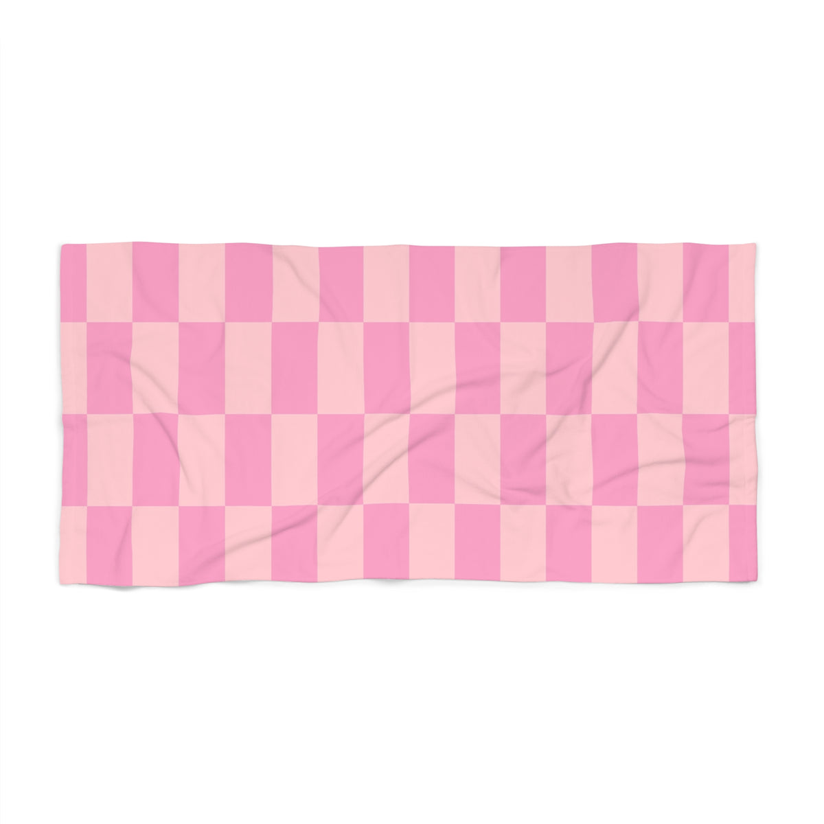 Pink Checkerboard Beach Towel — Retro Plaid Summer Towel