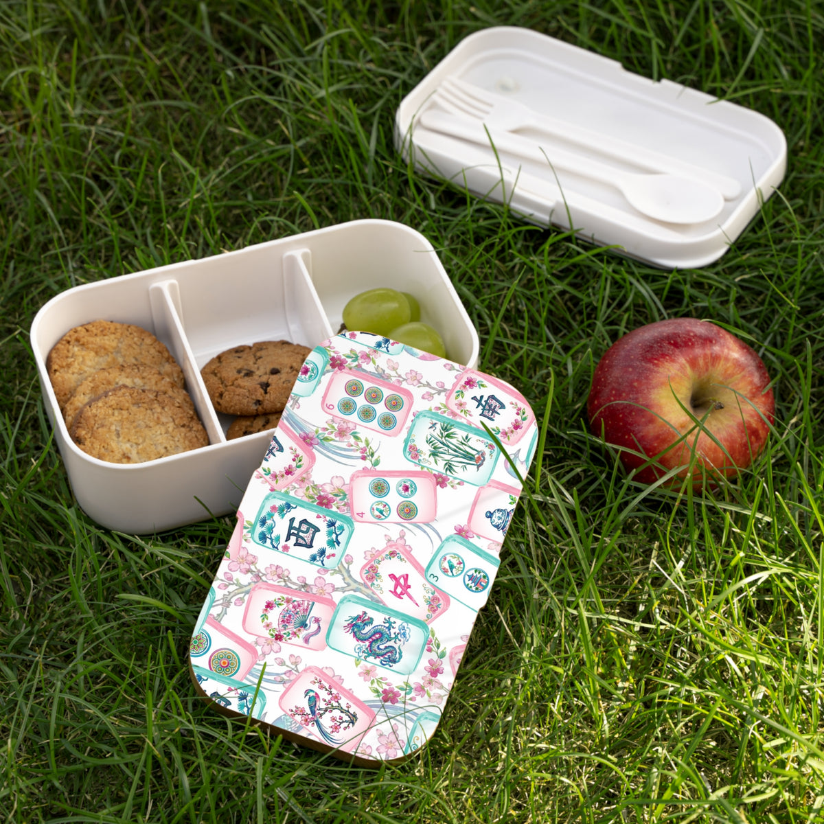 Mahjong Tile Pattern Bento Box | Asian Floral Mahjong Design