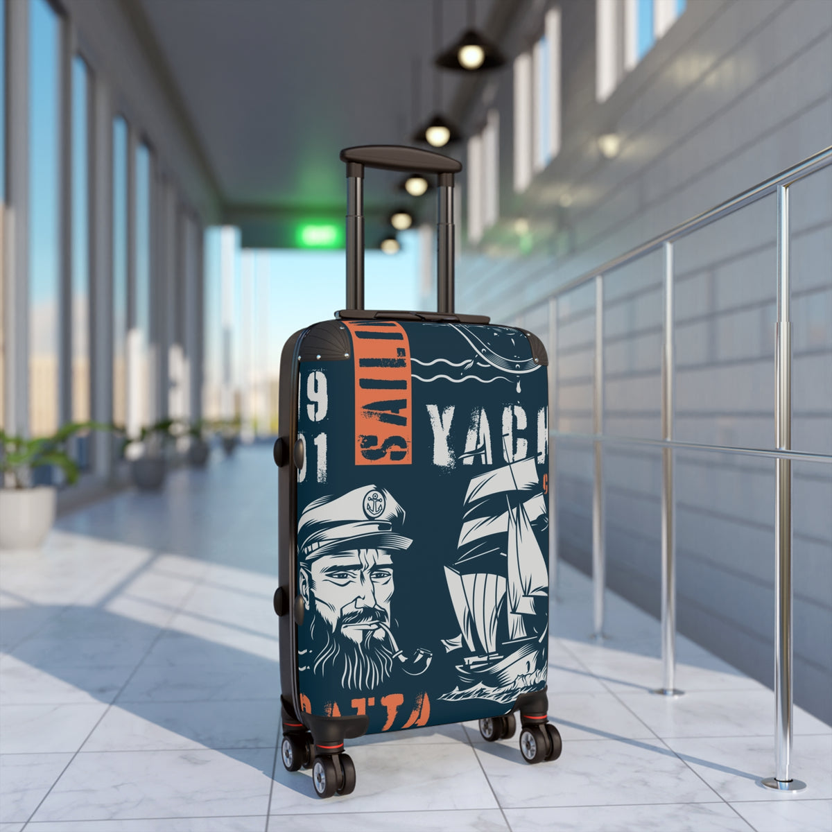 Nautical Captain & Sailboat Suitcase | Travel Luggage with Sailing Print