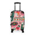 Casino Retro Rolling Suitcase — Pink Slot Machine & Roulette Travel Luggage