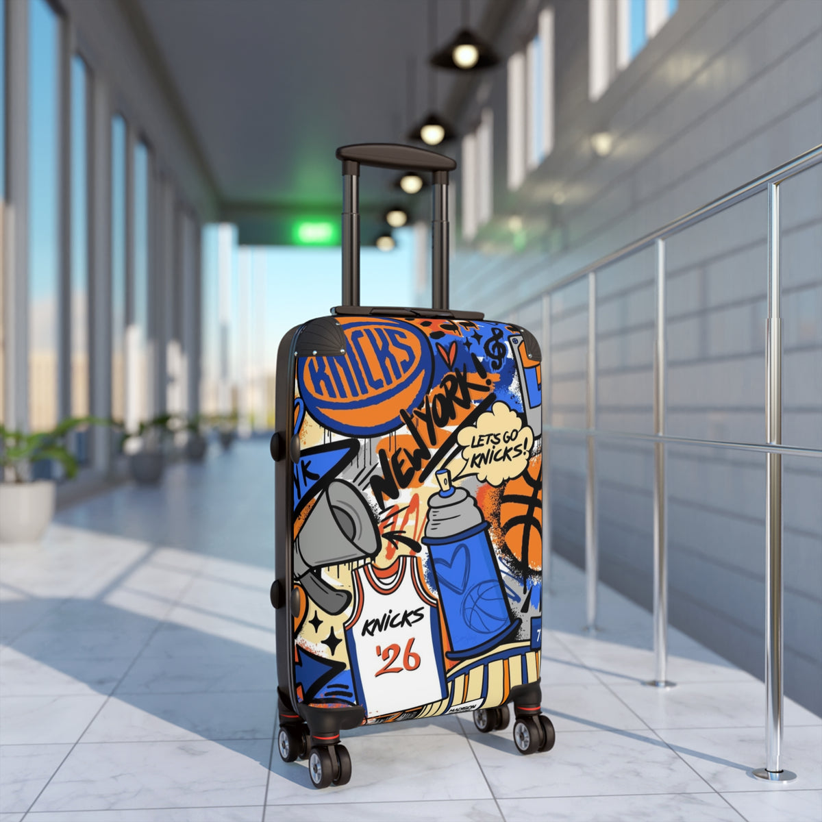New York Knicks graffiti suitcase | basketball travel luggage