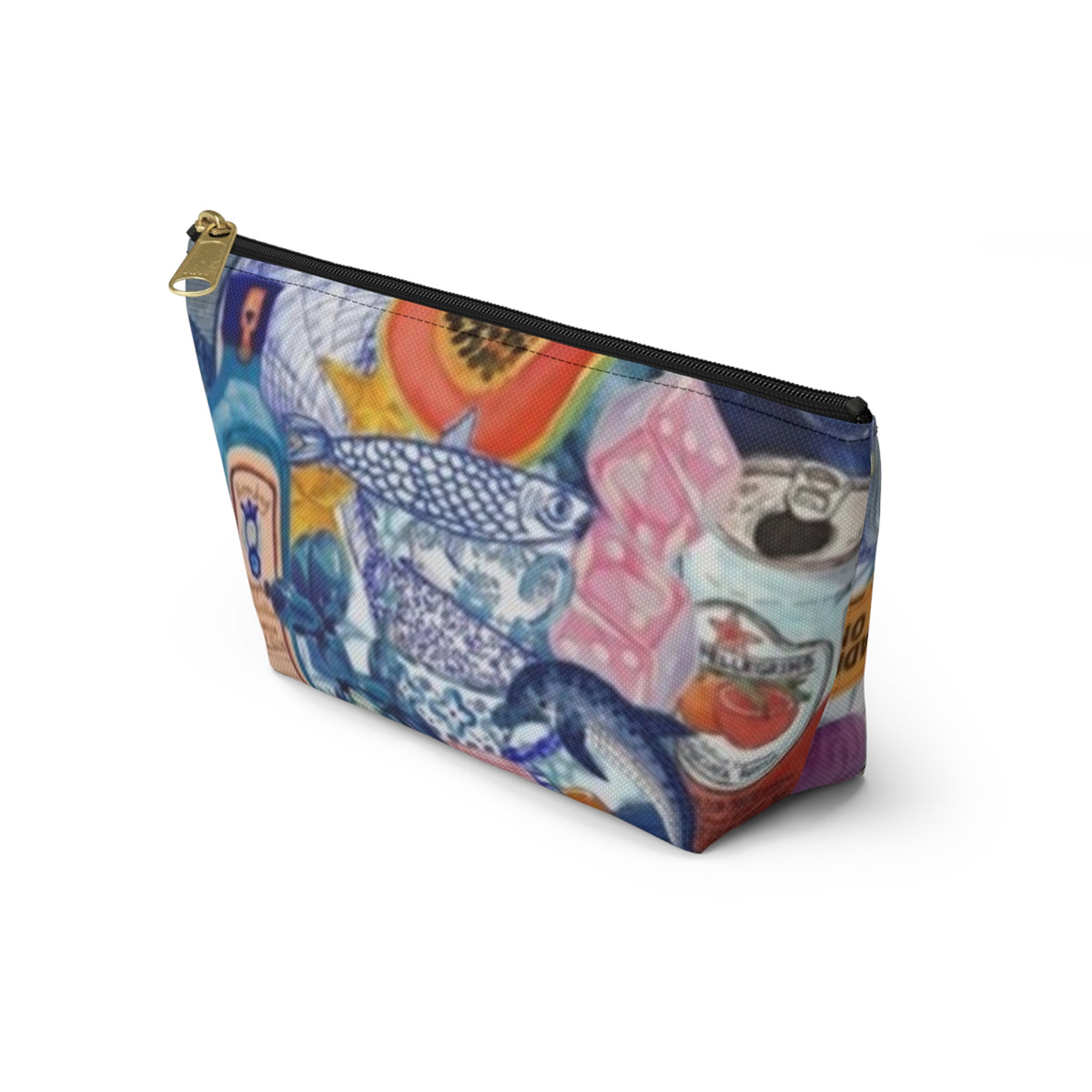 Colorful Collage Accessory Pouch — T-Bottom Cosmetic & Travel Organizer