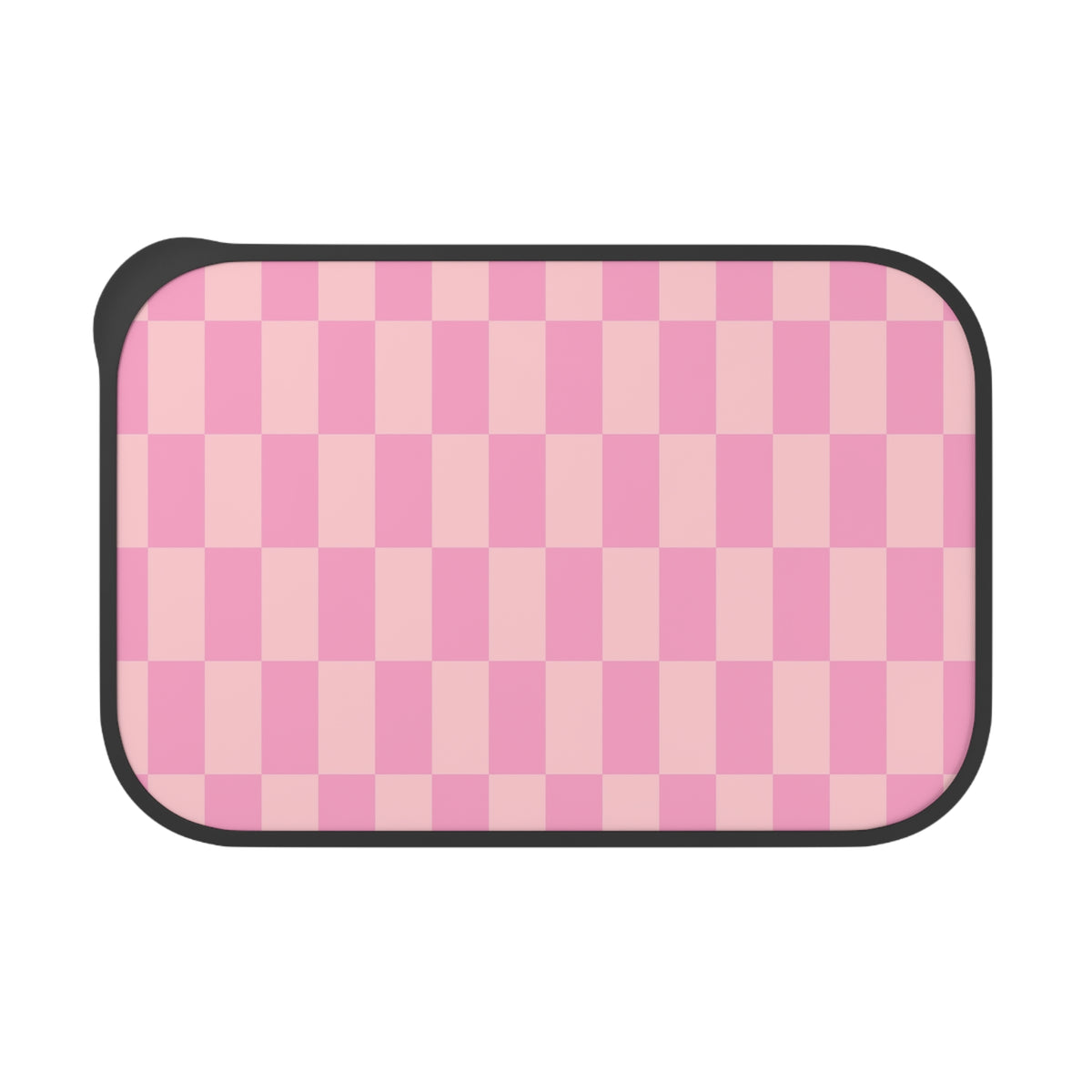 Pink Checkerboard PLA Bento Box with Band and Utensils