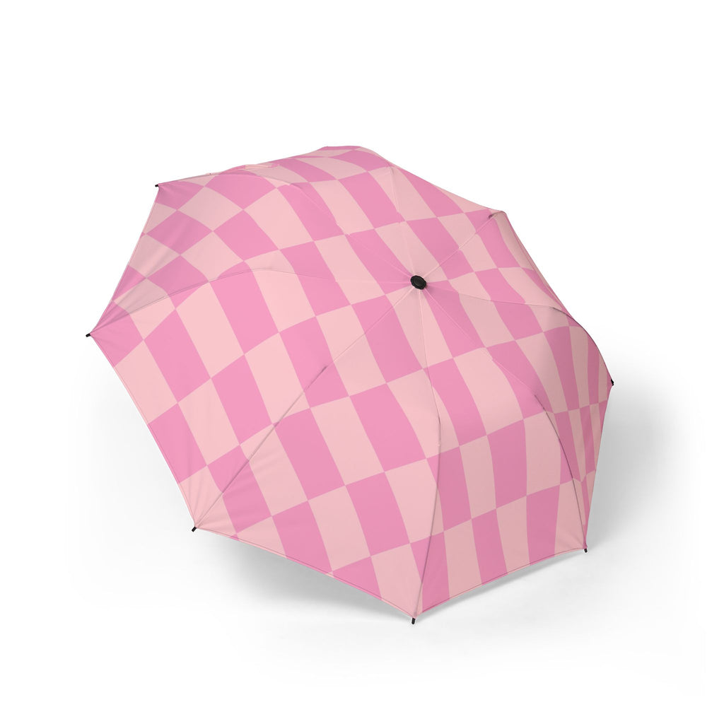 Pink Checkerboard Umbrella | Foldable Rain Umbrella