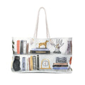Book Lover Weekender Bag — Illustrated Bookshelf Travel Tote