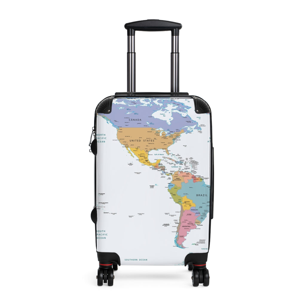 World Map Suitcase | Luggage with Continental Map Print