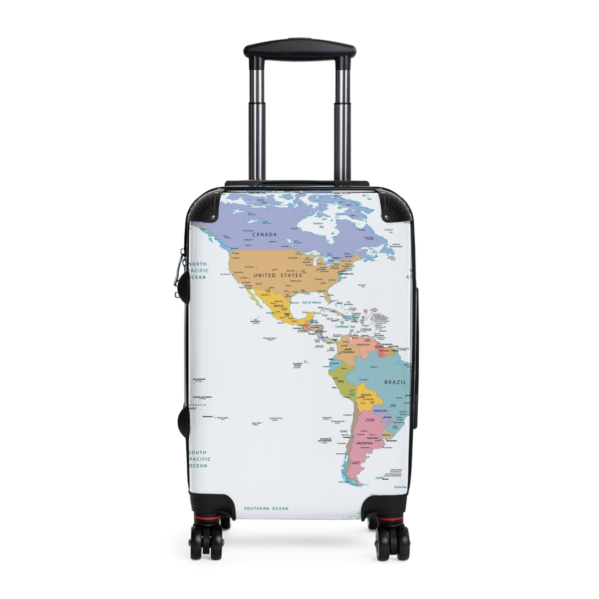 World Map Suitcase | Luggage with Continental Map Print