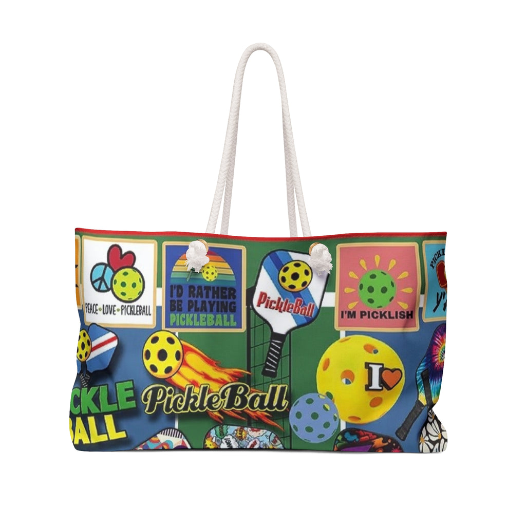 Pickleball Collage Weekender Bag | Paddle Ball Pattern, Sport Tote
