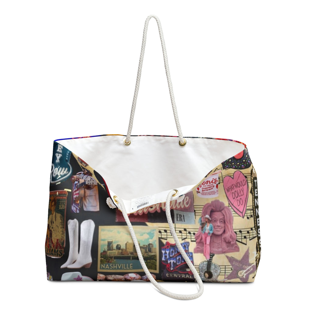 Nashville Collage Weekender Bag | Music City Sticker Travel Tote