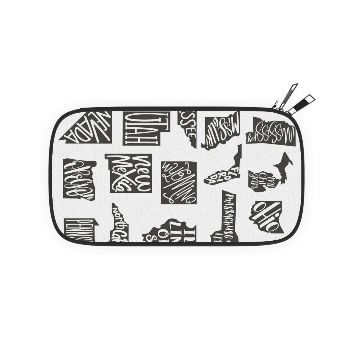 Passport Wallet — Black & White US States Pattern Travel Document Organizer