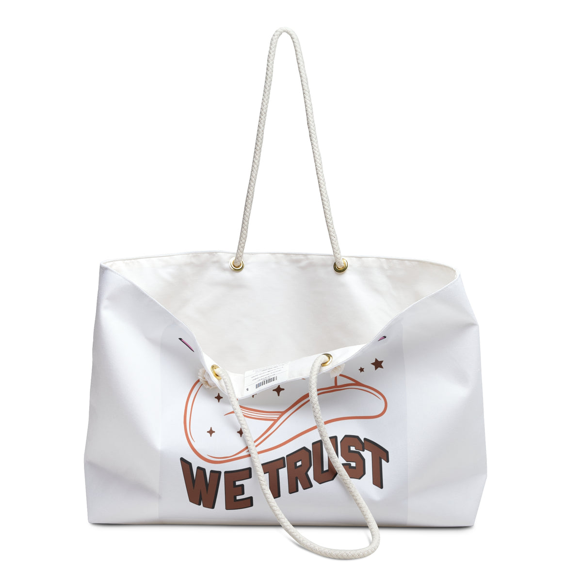 Weekender Bag — "In Dolly We Trust" Cowboy Hat Graphic Travel Tote