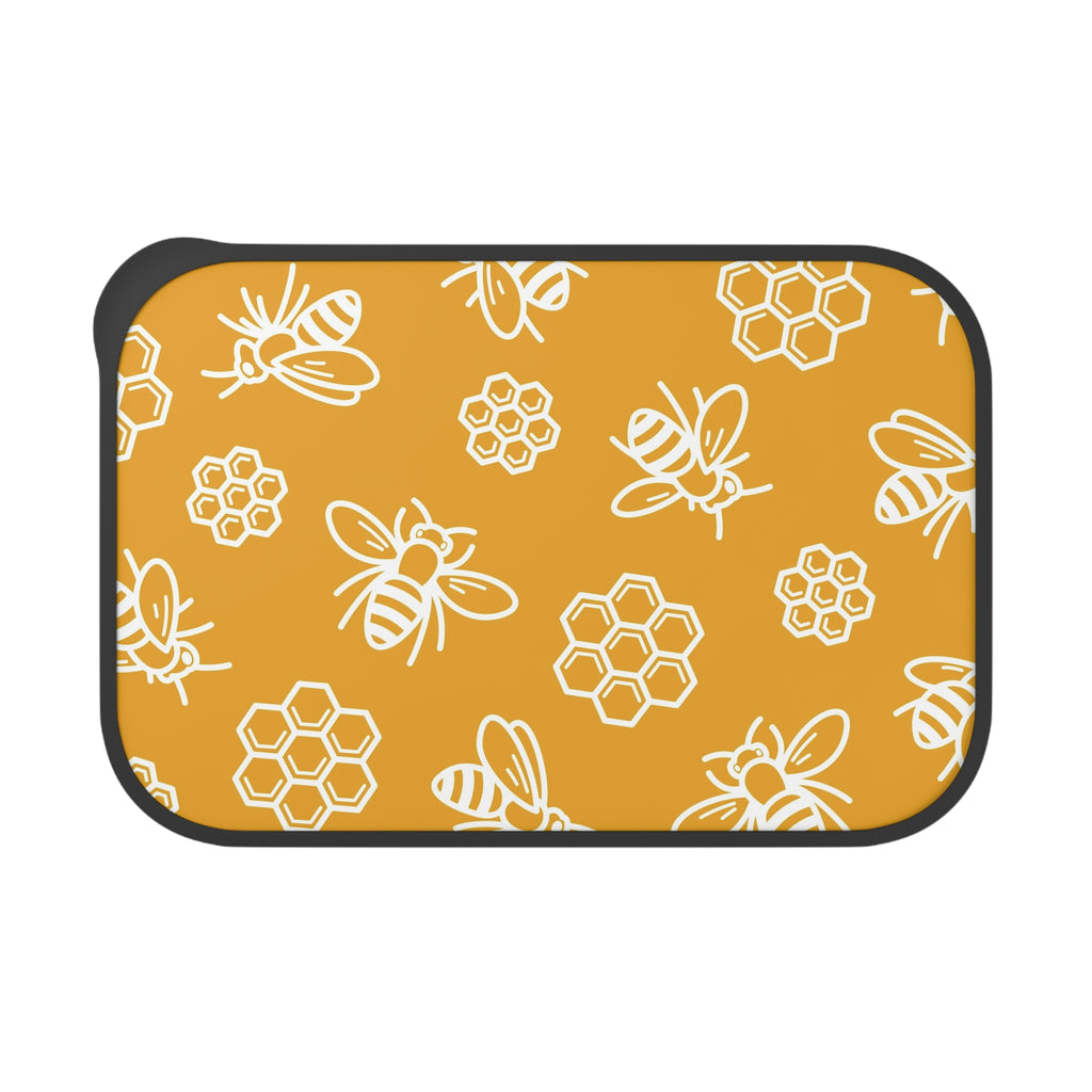 Bee Honeycomb Pattern PLA Bento Box with Band and Utensils
